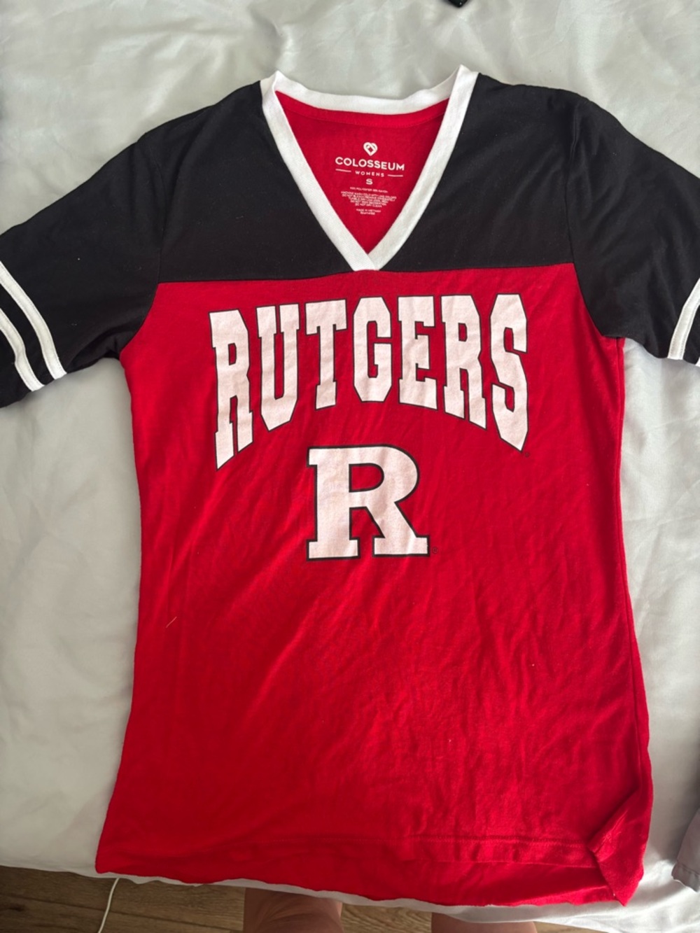 Colosseum Women’s Rutgers Red & Black V-Neck Tee